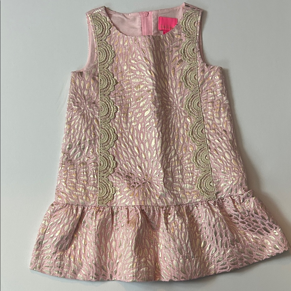 Lilly Pulitzer Pink and Gold Sleeveless Dress